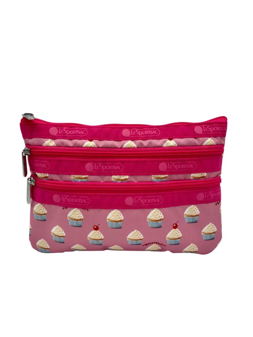 LeSportsac Pink 3-Zip Cosmetic Bag
